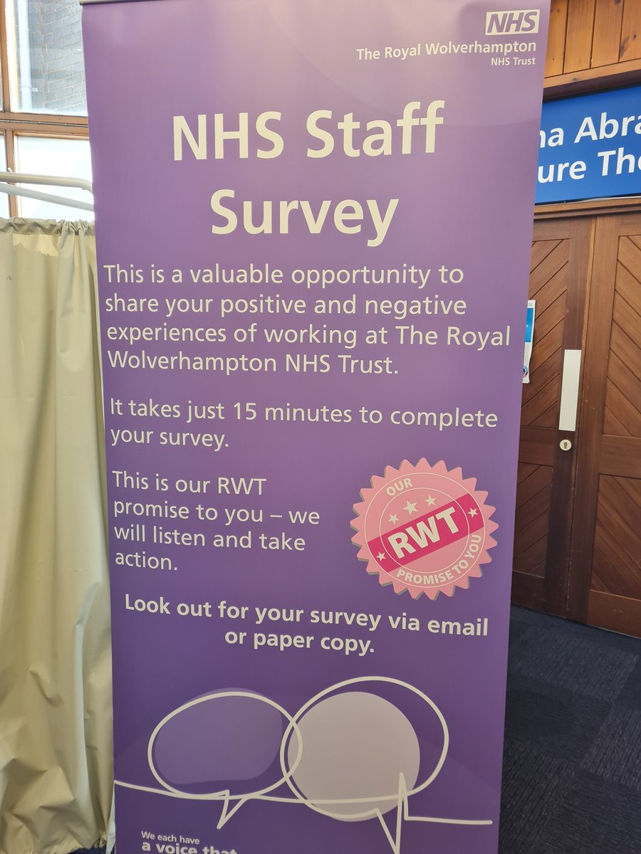Chez_uk's tweet photo. @RWT_NHS #organisationaldevelopment #OD colleagues are in the WMI foyer this lunchtime to promote participation in  #staffsurvey2022 . Share your experiences, have your say and you'll be entered into the weekly prize draws for £100 Asda vouchers! 
#ourrwtpromisetoyou https://t.co/DLzhuJlYjI