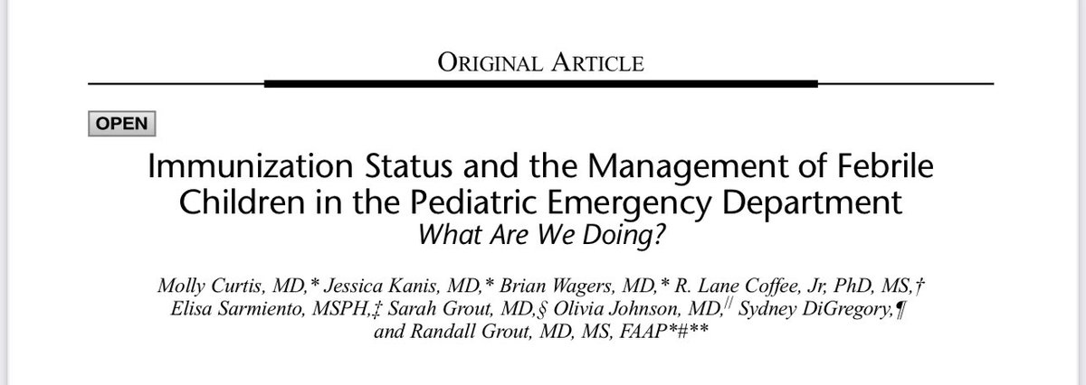 Congrats to former @IUSMEmergMed <a href="/IUMedSchool/">IU School of Medicine</a> <a href="/RileyChildrens/">Riley Children's</a> #PEM #PedsEM fellow <a href="/molly_gail/">Molly Curtis</a> &amp; #ResearchMentors including <a href="/BrianWagers/">Brian Wagers</a>, @jmkanis, <a href="/RLCoffeeJr/">Lane Coffee, PhD, MS 🇺🇸</a> (now at <a href="/UCF/">UCF</a> @ourmedschool) on their paper published in #PediatricEmergencyCare on management of febrile kids in the ED!