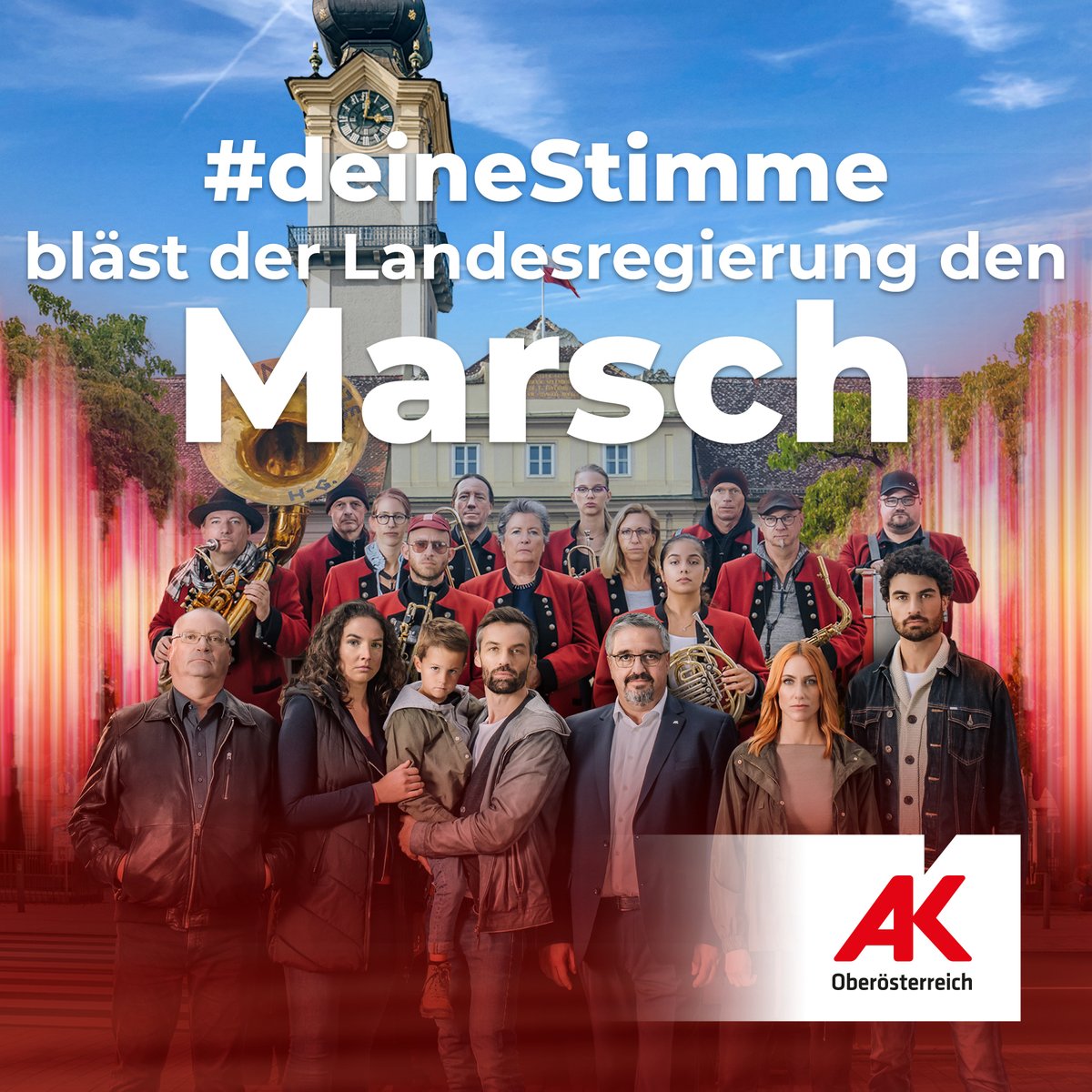 Wohnen, Lebensmittel und der Weg zur Arbeit müssen wieder leistbar werden! #deineStimme bläst der Landesregierung den Marsch🎺, weil das Land #OÖ viel zu wenig gegen die fatalen Auswirkungen der #Teuerungen macht!