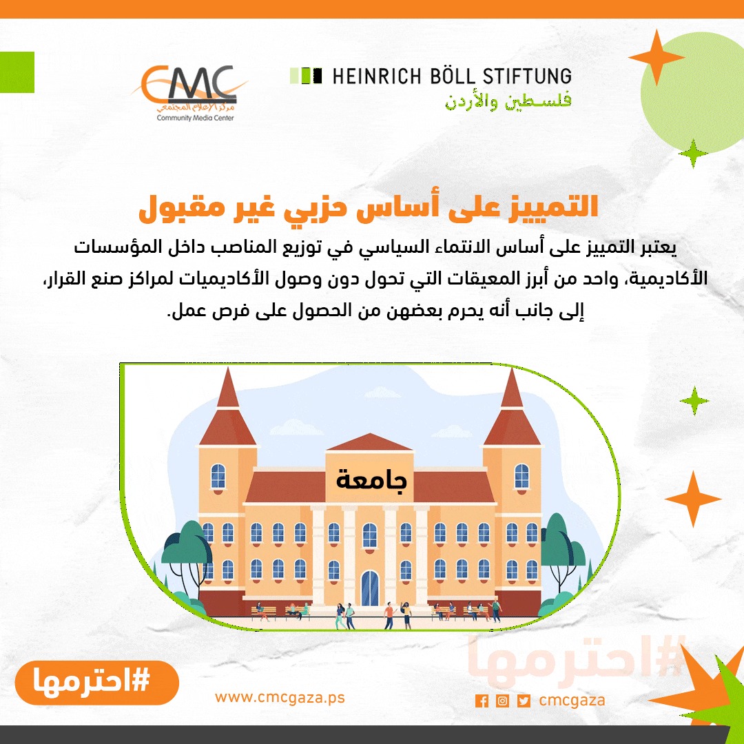 NooRRaed2's tweet photo. يعتبر التمييز على أساس الانتماء السياسي في توزيع المناصب داخل المؤسسات الأكاديمية واحد من أبرز المعيقات التي تحول دون وصول الأكاديميات لمراكز صنع القرار 
#احترمها #اليوم_الوطني_للمرأة_الفلسطينية #هيئة_الأكاديميات_الفلسطينيات #الحماية_حق https://t.co/e0qNjqPpuU https://t.co/7J3FUdtCgc