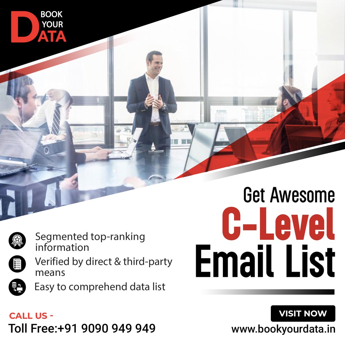 BookYourData2's tweet photo. Latest C-level Mailing database, will help you to build your targeted email list from any targeted country, person, industry, city. Buy data from us is secure &amp; guaranteed quality data. 
~Via Book Your Data: https://t.co/yYkH2E6r4D
.
. 
#BookYourData #Executives #CEO #Executive https://t.co/bIOBYG2IZB