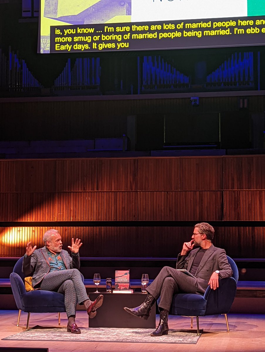 Jackguinness's tweet photo. Interviewing Graham Norton at The Royal Festival Hall to celebrate the publication of his new novel Forever Home was a dream come true. We laughed, we cried (twice) and I nearly wet myself (FROM LAUGHING SO MUCH). Probably the best night of my life 😭 https://t.co/seAxb4WKmE