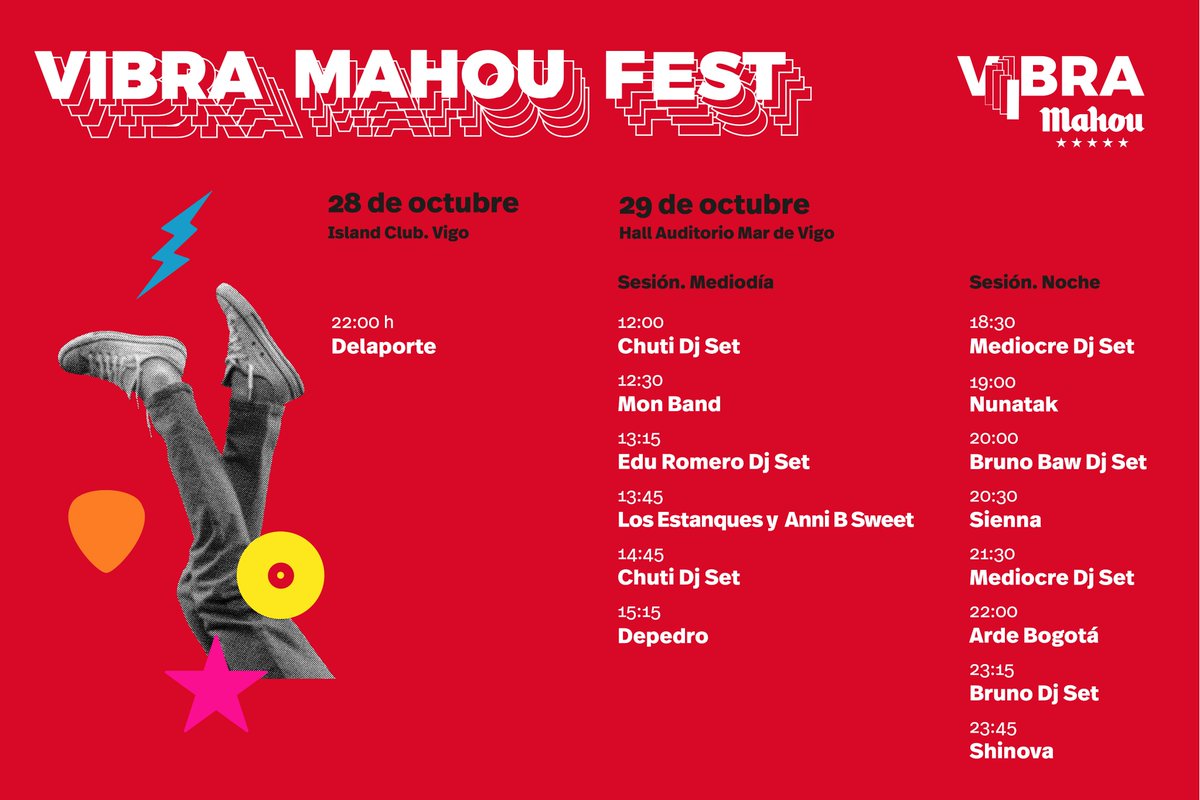 VibraMahou's tweet photo. ¡¡Horarios Vibra Mahou Fest Vigo!! 🙌🥳 

¿A quién vemos? https://t.co/YQDWAUxFNW