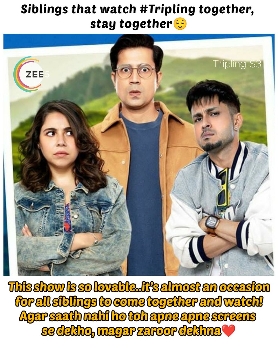 SONAMRAniii's tweet photo. Sacchi yah season kafi achcha hai aap apne doston ke sath dekh sakte Zee 5 par
@ZEE5India #Tripling #zeeseries https://t.co/XVefe0rtAl