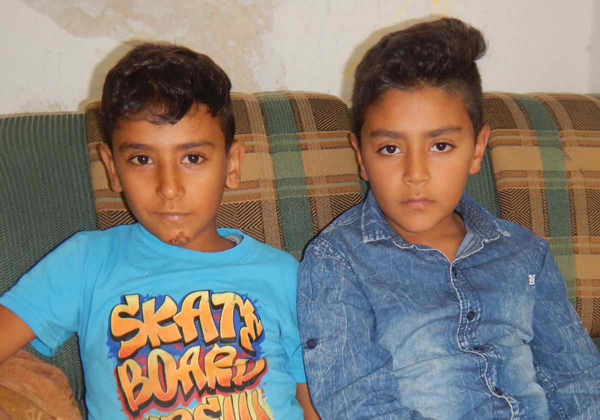 These are 10-year-old Ghazi and 8-year-old Hamam Mahamreh, two brothers from Hebron. Soldiers detained them at a checkpoint and held them there for over five hours. >