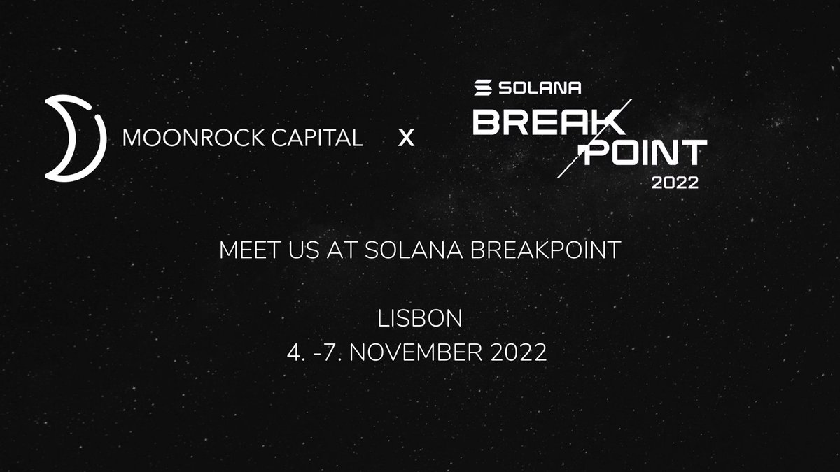 MoonrockCapital's tweet photo. We'll be @SolanaConf in Lisbon. 

Want to connect, chat or simply meet for a ☕️? 

Send us a DM 📩 https://t.co/JdQufaGZZ6