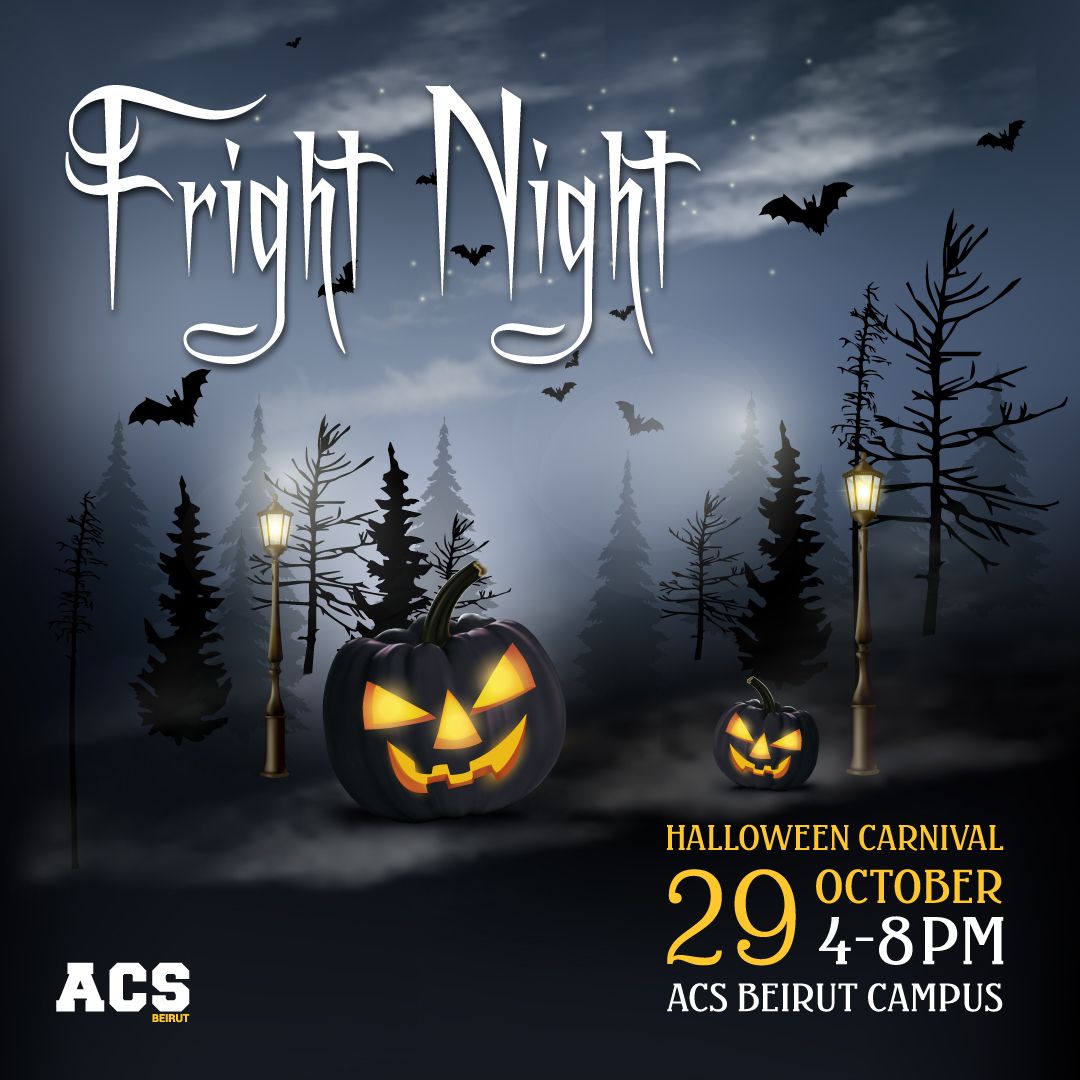 ACSBeirut's tweet photo. Don't miss out!!! Join us on October 29 from 4-8 p.m for our spooktacular Fright Night!👻
🎃
Buy your tickets today: https://t.co/aOcrXuopVV
.
.
#ACS22 #ACSFamily #WeAreACS #ACSBeirut #ACSFrightNight #FrightNight #Halloween2022 https://t.co/UGdFf35afP