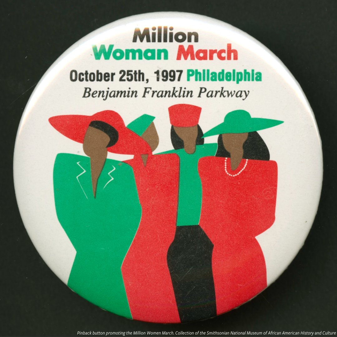 NMAAHC's tweet photo. #OTD in 1997, over a half million Black women gathered on the Ben Franklin Parkway in Philadelphia for the Million Woman March, which sought to inspire Black women across the nation to work for their community and personal improvement. https://t.co/7mmpDRBzqm