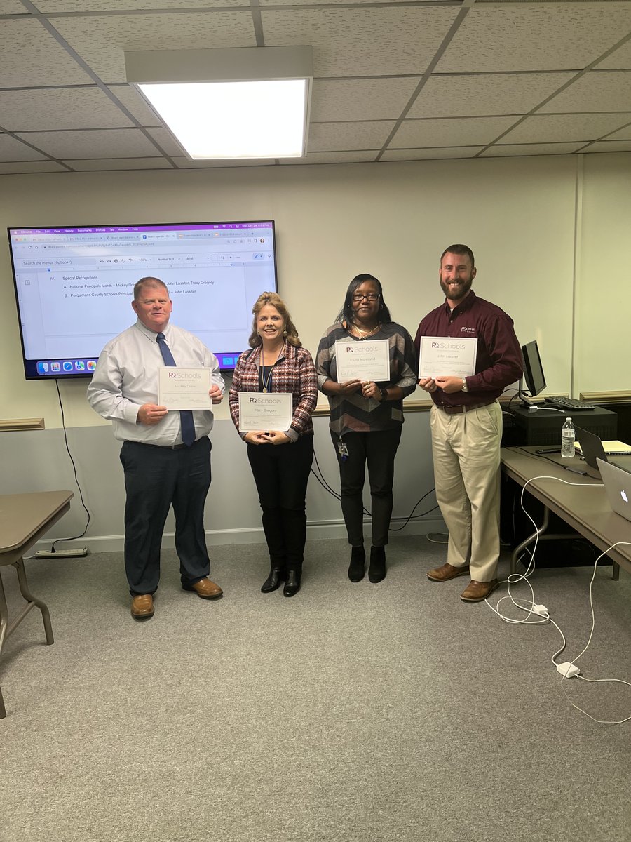 The PQ BOE honored our principals for National Principal Month. We also held a special recognition for <a href="/JohnLassiter/">John Lassiter</a>, principal of HGS, for being named  2022-2023 POY! PQ Proud of all of our school leaders! <a href="/pqschools/">Perquimans Schools</a> #EveryChildEveryChanceEveryDay #BeTheOne