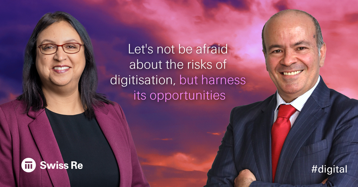 Risk landscapes in the virtual world are rapidly expanding. Swiss Re's CDTO, Pravina Ladva, and entrepreneur Antonio Grasso discuss how the insurance industry and society at large can mitigate these risks with more advanced digital solutions ow.ly/gUX250Ljbfv #Digital