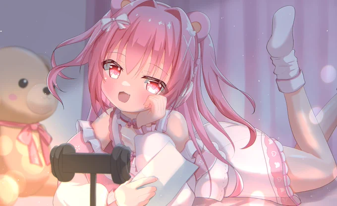 すやすやできるASMRらじお略してすやらじ。が楽しみだなあというイラストです#姫熊りぼん #くまの自由帳 