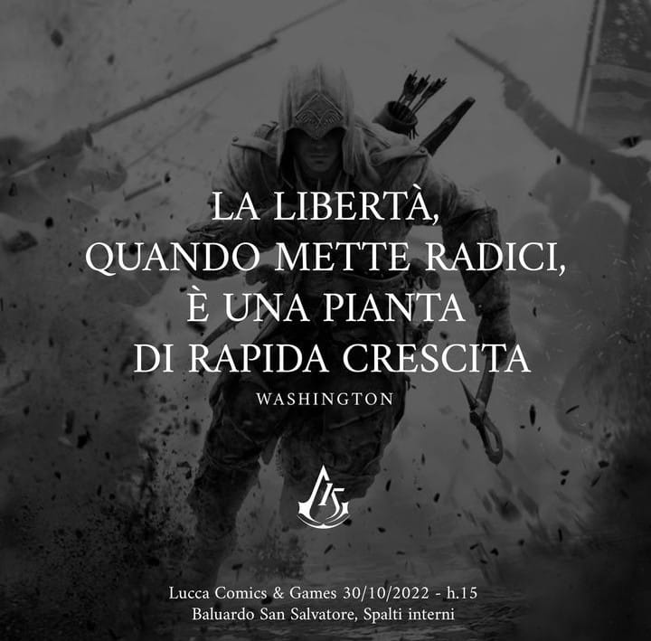 Vi aspettiamo tutti Domenica 30 Ottobre alle ore 15.00 sugli spalti interni del Baluardo San Salvatore a <a href="/LuccaCandG/">Lucca Comics & Games</a> per festeggiare i 15 anni di <a href="/AssassinItalia/">Assassin's Creed</a> con <a href="/Neoludica_Art/">Neoludica</a> e <a href="/AcCosplayIta/">AC Cosplay Italia</a>