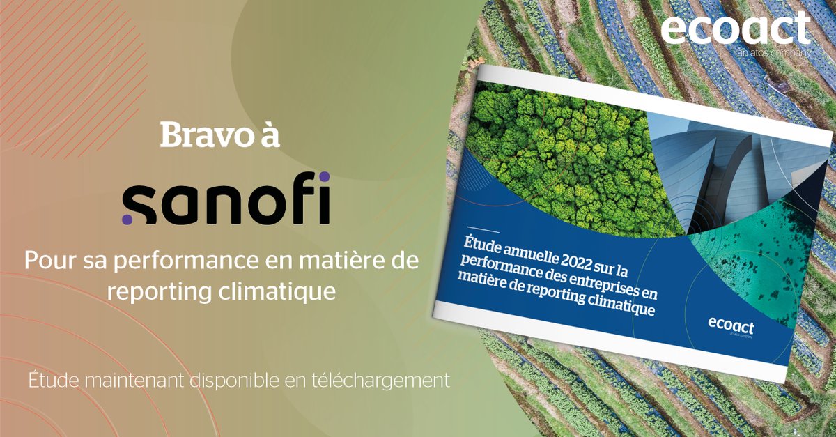 🏆🌟 Félicitations à <a href="/SanofiFR/">Sanofi en France</a>, groupe pharmaceutique français, qui se hisse à la 2nde place de notre classement sur la performance des entreprises en matière de #reportingclimatique en 2022.
Pour connaitre le classement des autres entreprises françaises👉hubs.li/Q01qzR5p0