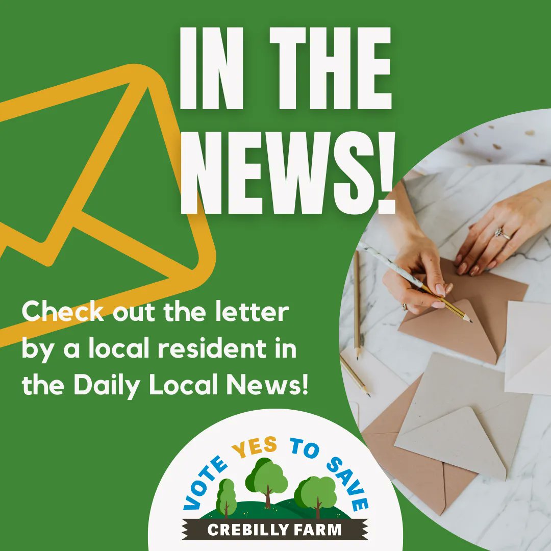 VoteYesCrebilly's tweet photo. IN THE NEWS! Check out this letter penned by Gail Guterl, a resident of Westtown Township, which was published in the Daily Local News.

https://t.co/s3U0oNKVW8 

#voteyestosavecrebilly #openspace #letter https://t.co/FrtRlh9sef