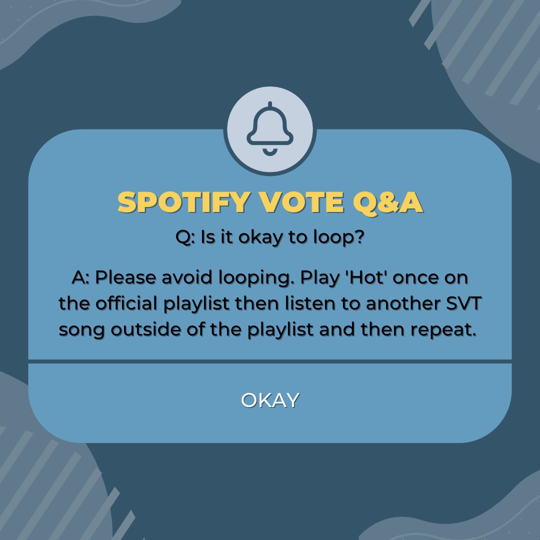 svtchartdata's tweet photo. 🗳 Spotify Vote Reminders and FAQs for the 2022 MAMA Awards

• You can vote even if you’re a free Spotify user.
• No looping just to be on the safe side.
• Never mute Spotify and your device when streaming, but
• There is no volume limit.

#SEVENTEEN #세븐틴 @pledis_17 https://t.co/4rrhro8mns