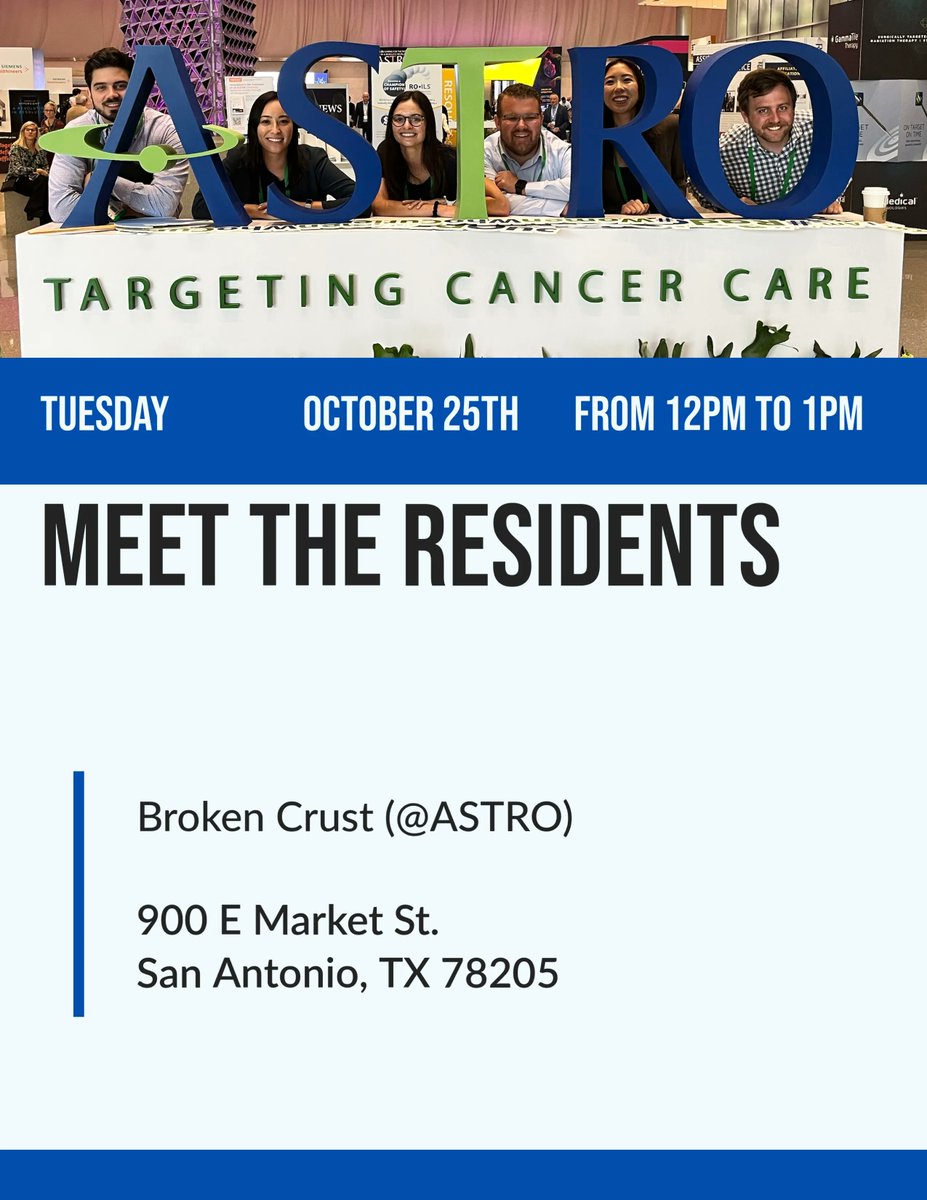 Med Students! Join us at ASTRO for an in person meet and greet with our residents. 
#ASTRO22 #radonc <a href="/ARRO_org/">ARRO</a> <a href="/ASTRO_org/">ASTRO</a>