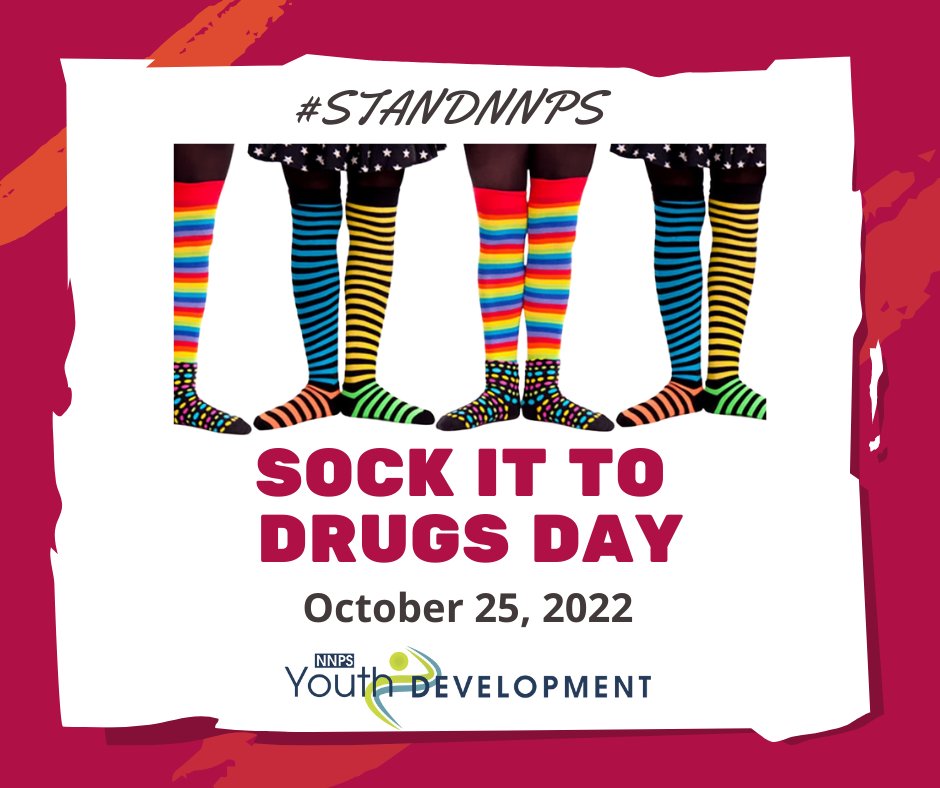 NNPSYouthDev's tweet photo. Today's STAND Month activity is focused on making healthy life choices! Join us as we "Sock it to Drugs" today and everyday! #STANDNNPS https://t.co/Mm3JzU7j4Z