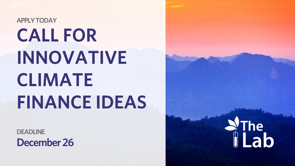 climatefinlab's tweet photo. 🚨 Our annual call for innovative climate finance ideas is open! 

We are looking for financial solutions to unlock investment in emerging countries and help transition to a net zero economy. 

Check out our guidelines and submit your idea by December 26.
https://t.co/7qsmitR2TW https://t.co/dZluBcnVPz