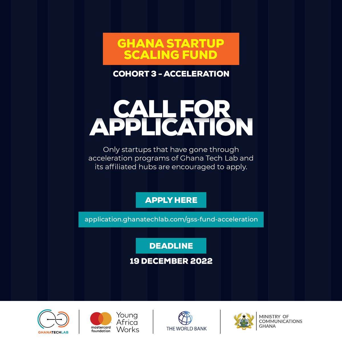 GhanaTechLab's tweet photo. Apply Here: https://t.co/NLVvPH5o9N
#GhanaTechLab
#GhanaStartupScalingFund
#GSSF
#GTLImpact https://t.co/3A9P99Mf6q