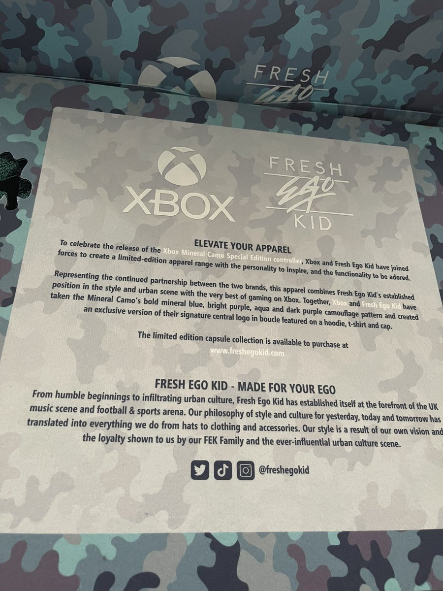 tiannamercedes's tweet photo. The Mineral Camo Special Edition controller is here ! 😍

Huge thank you to my friends over at XBOX for this amazing @xboxuk x @freshegokid care package💙

Get your controller now ! https://t.co/2TB3hQZr9D 
Limited edition set: https://t.co/RsyWt3CZfI https://t.co/MPVnpcMKKT