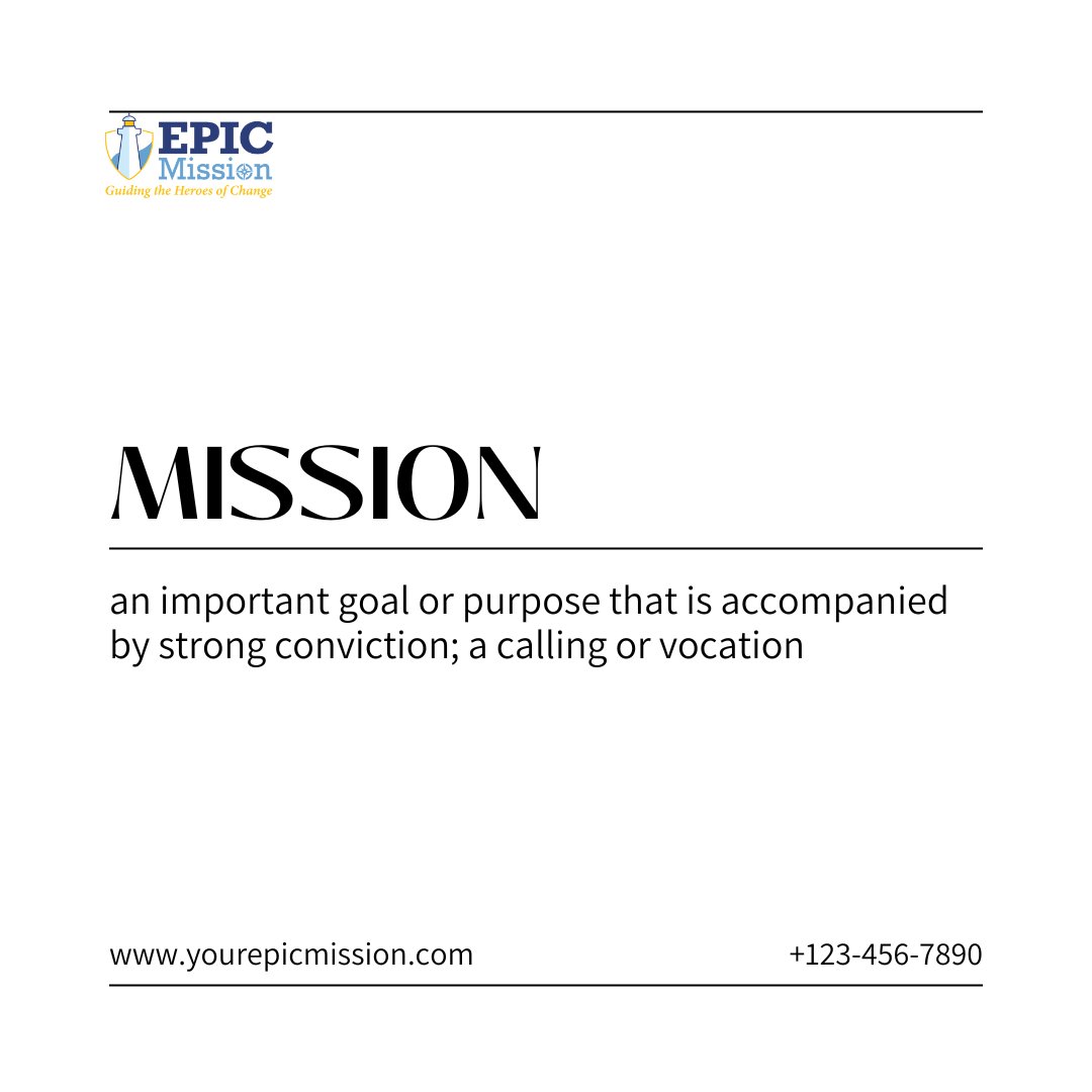 WHAT IS YOUR MISSION??

Your mission statement should clearly explain what it is that you do. What is your goal? Mission, vision, why, and values  are the filters through which you determine what or who is a good fit for your organization. 

#bethechange