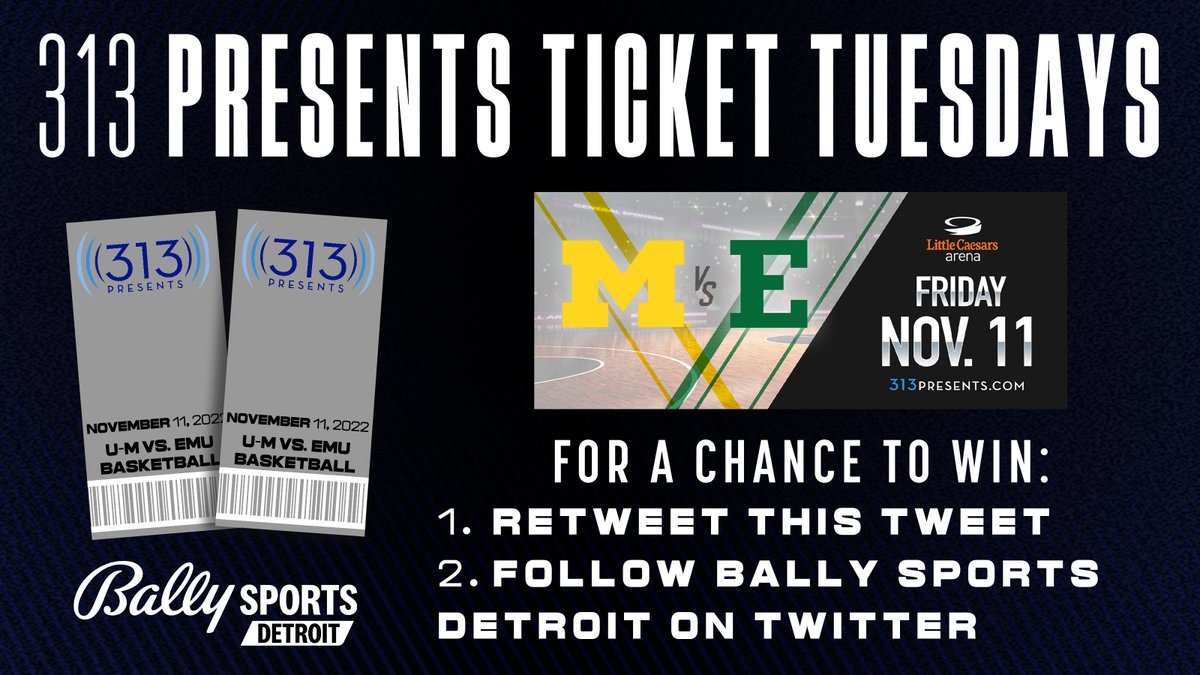 FanDuelSN_DET's tweet photo. 🎟️ 313 PRESENTS TICKET TUESDAYS 🎟️

Your chance to win tickets to an upcoming @313Presents event/concert in Detroit!

How to enter:
➖Retweet this tweet
➖Follow @BallySportsDET

No purchase necessary. MI and OH residents only. 18+. See full rules at https://t.co/RjxBlxqFu0 https://t.co/QXgMGznLxN