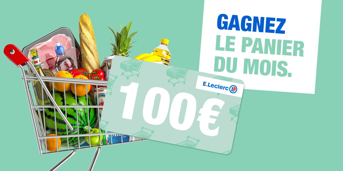 Leclerc's tweet image. 🤩Remportez un bon d'achat de 100€ du 25 au 31 octobre 2022 !  De quoi vous apporter un bon coup de pouce pour faire vos courses👍
👉Pour participer RT + FOLLOW ! 
A vous de jouer 😉

🍀Tirage au sort le 2 novembre 
➡Règlement disponible ici: fcld.ly/reglement-pani…
