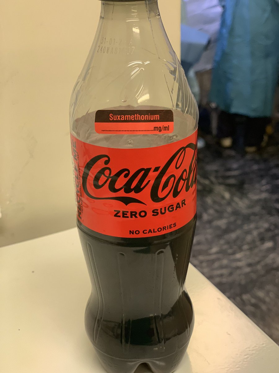 PainDocMishra's tweet photo. How to differentiate anaesthetist’s drink in a busy operation theatre ?😜
#anaesthesiahumour #NHS #imanagepain https://t.co/Ri1mPwMcOI