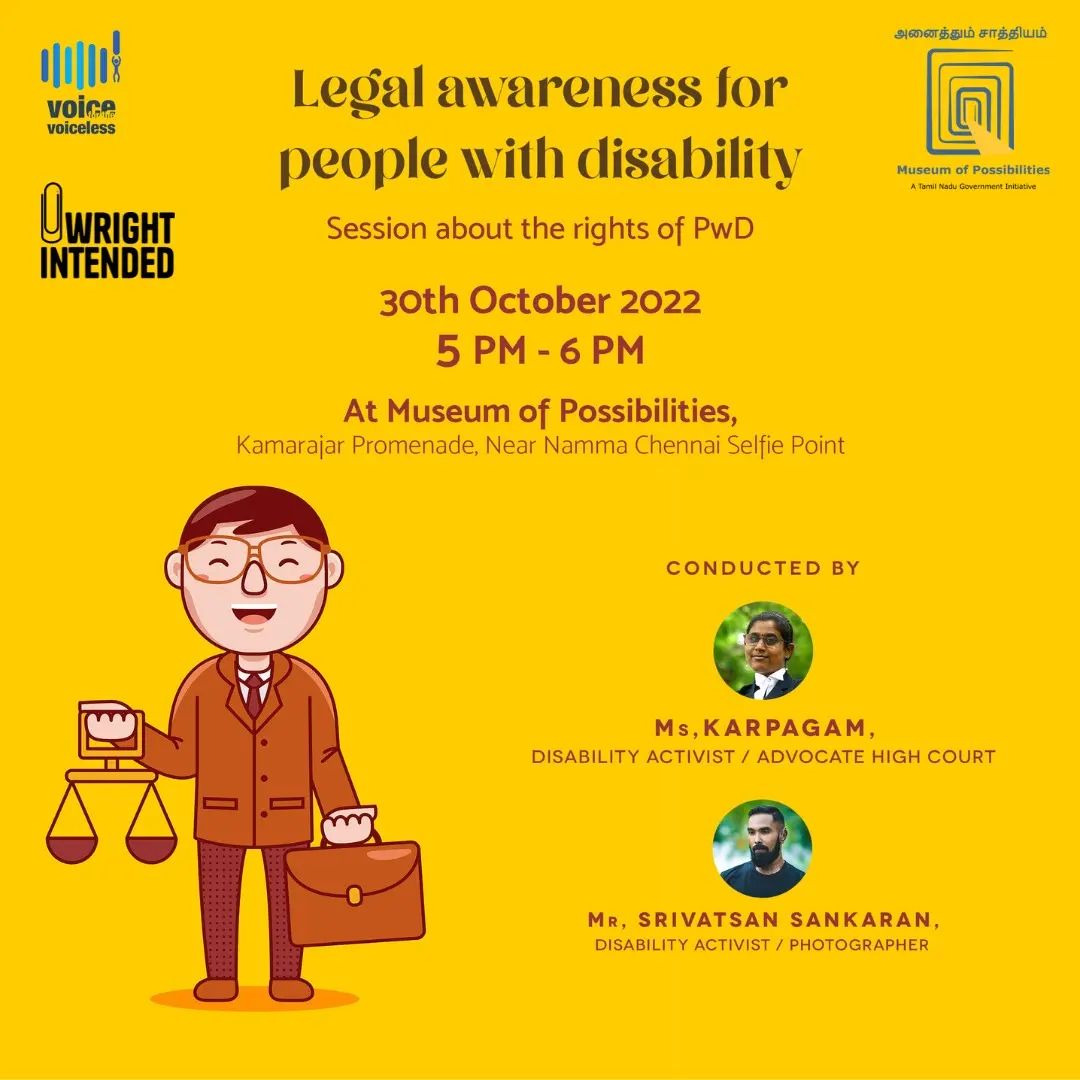 Tn_Diff_abled's tweet photo. This weekend leaders from the disability community are unpacking #RPWD2016 act for all of us to encourage understanding around right to equality, dignity and respect for people with #disabilities. Are you ready for a thought provoking discussion?

#Chennai #TamilNadu https://t.co/JAih7D6YGY