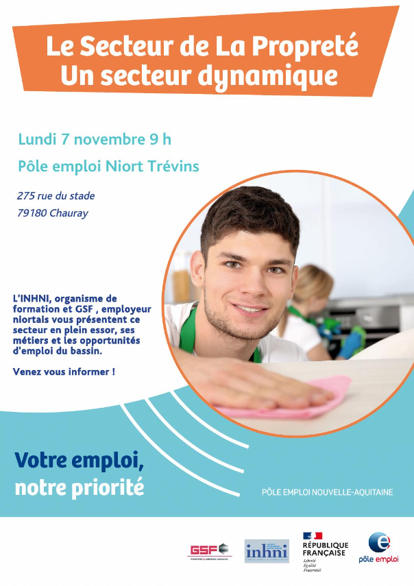 🚨 #Recrutement #Propreté 🧹🫧🧽
Venez découvrir les opportunités sur le bassin de #Niort en rencontrant les professionnels du secteur lundi 7 novembre à 9h à Pôle emploi Niort Trévins.
Inscrivez-vous auprès de votre conseiller.
#TousMobilisés #DeuxSèvres