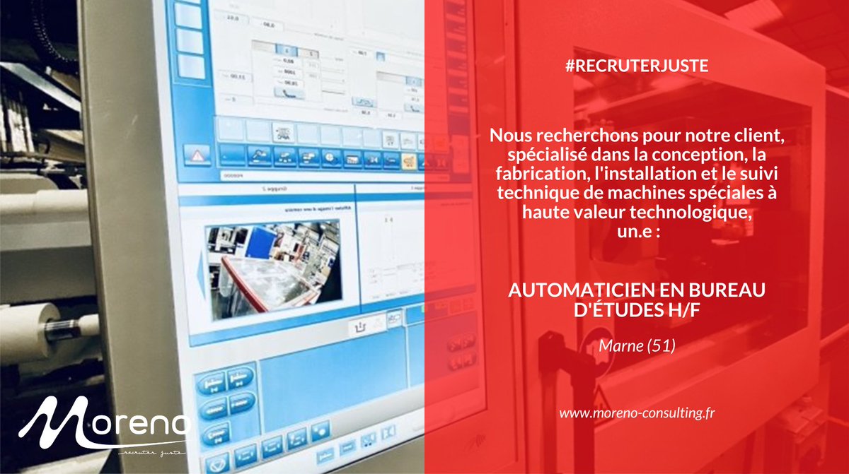 MorenoConsultin's tweet photo. Nous recrutons pour notre client un.e Automaticien H/F dans la Marne : 
https://t.co/HFy9HBGOI7

#recruterjuste #cdi #offredemploi https://t.co/FMRcBoRsBE