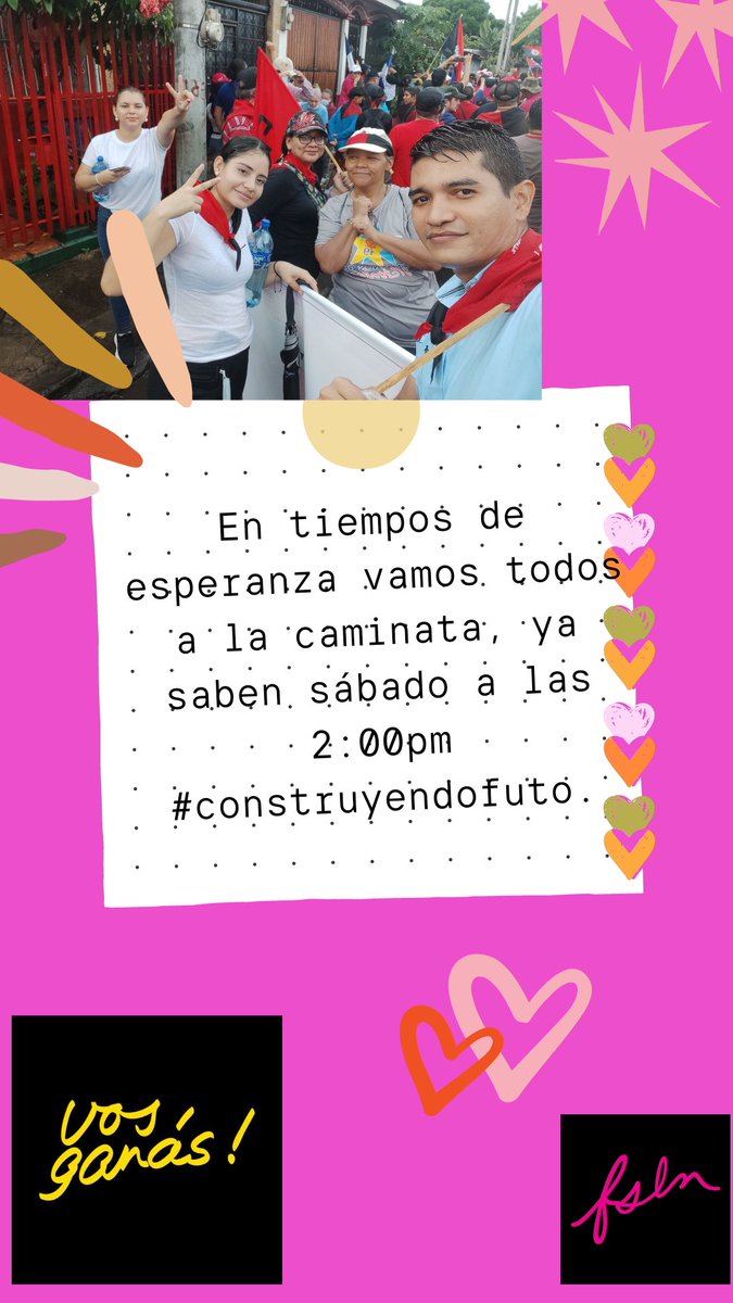 Cros. Nos vemos este sabado a las 2:00pm, en las caminatas del pueblo, El futuro es nuestro, vamos por más triunfos para #ElPuebloAlcalde
#EnLa2 ✌🏾❤️🖤
#construyendofuturo.