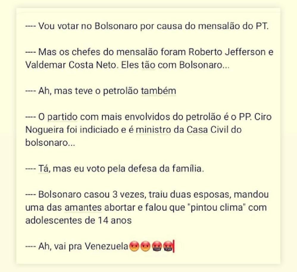 desmentindobozo's tweet image. Diretamente do zap:
A lógica do bolsominion