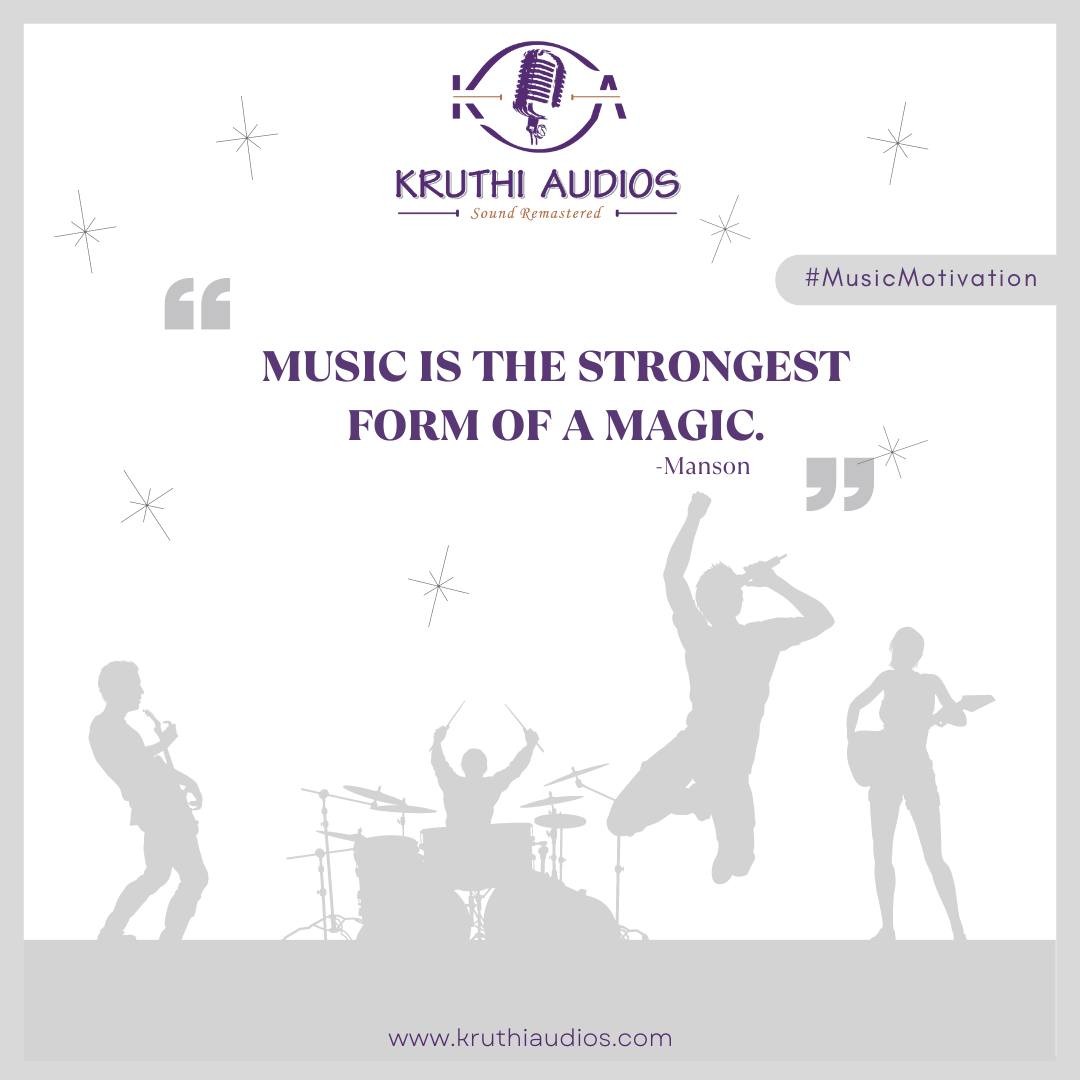 KruthiAudios's tweet photo. “Music is the strongest form of magic.” - Marilyn Manson
 #MusicMotivation #musiclove #musiclover #singerslife #music #musicmakers #musicproduction #musicstudio #singersspotlight #singers #KruthiAudios https://t.co/NFDHpRf2Mn