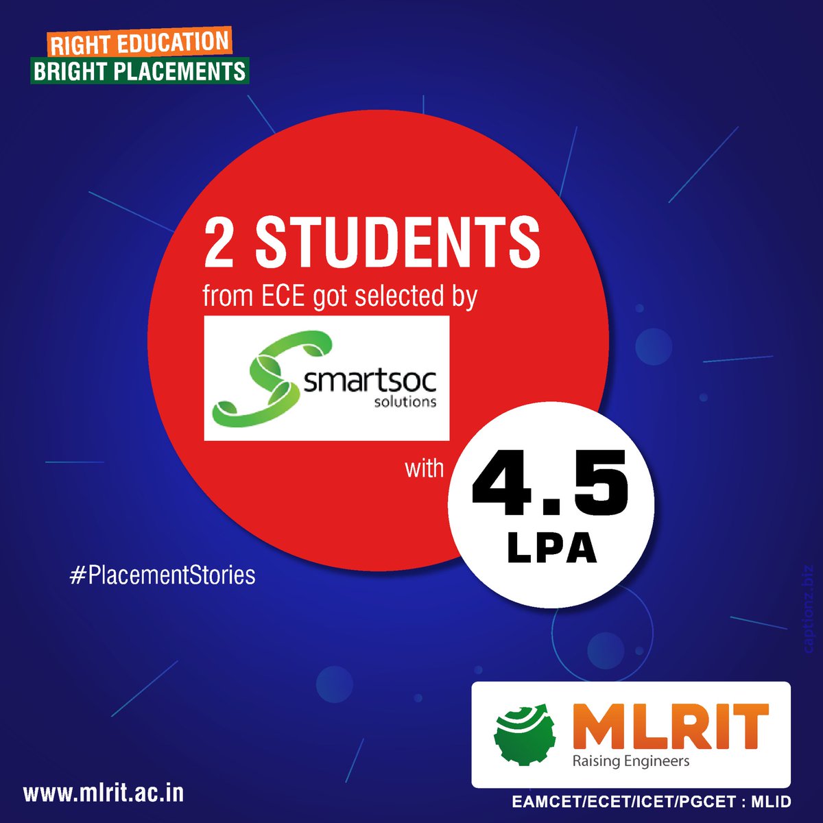 mlritin's tweet photo. One more added to our list.
Congratulations to our students for grabbing placement in SmartSoc solutions.
#placementstories #placements #ece #successstories #coreplacements #mlrit #righteducationbrightplacement https://t.co/LdZ0T2lioy