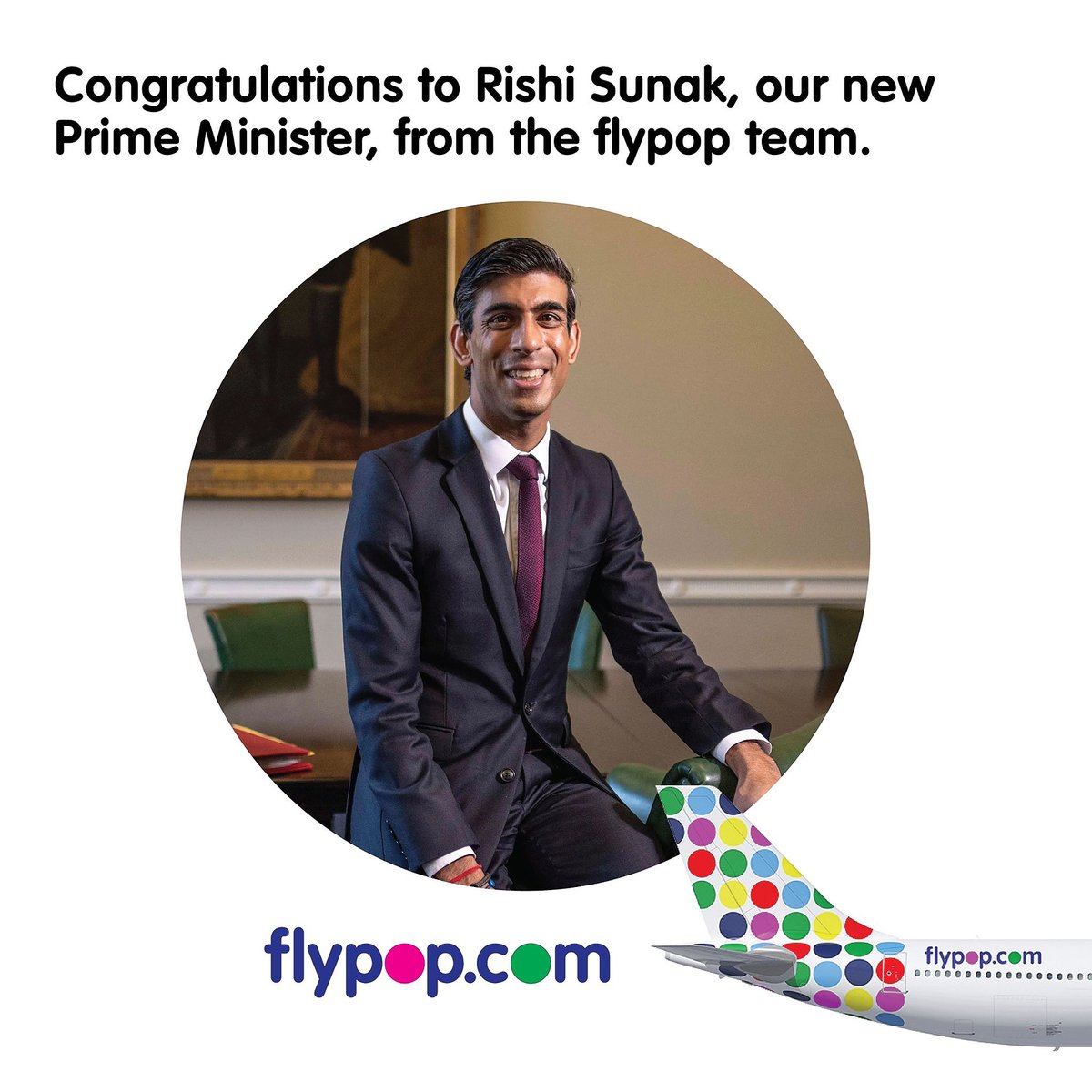 _flyPOP's tweet photo. Congratulations to Rishi Sunak, our new Prime Minister.
.
.
#Aviation #flypop #RishiSunak https://t.co/jSBEeu1B5x