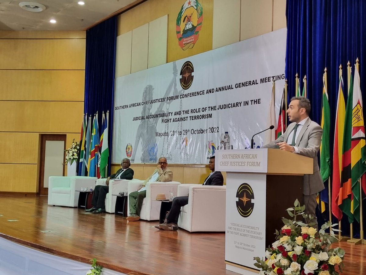 adevivounodc's tweet photo. Today #UNODC presented on its international cooperation tools to prevent and combat terrorism during the annual conference on judicial #accountability of the @sacjf
Highlighted the importance of #MLA and our capacity to assist States https://t.co/kLBrkDZWMg