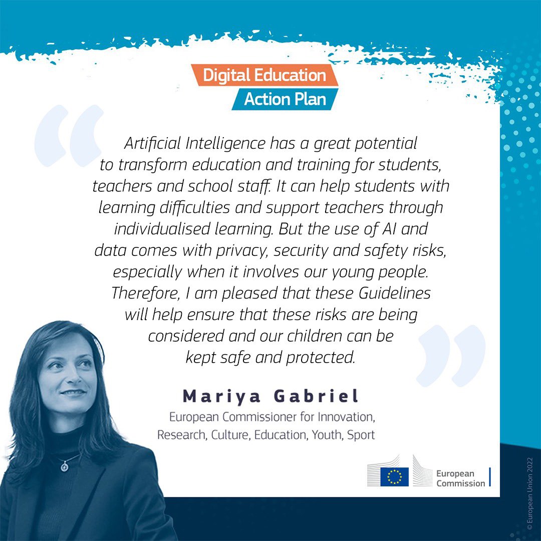 👩🏫 Calling all teachers &amp; educators...

👉 I am pleased to announce that we have developed a new set of guidelines on #AI and #data in teaching and learning for educators.

⭐️ Check them out today! 

🔗 europa.eu/!cKbVqn

#DEAP #EUDigitalEducation