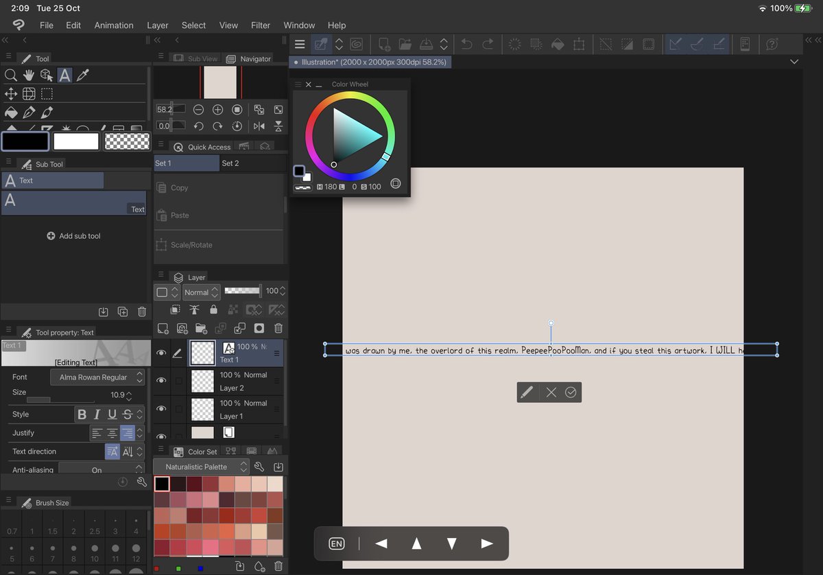 [tiny tutorial] how I made my new watermark grid! (clip studio)

1. Open a new canvas (a square).
2. Write your watermark text in repetitive manner (I recommend at least twice, to make the very centre empty) +