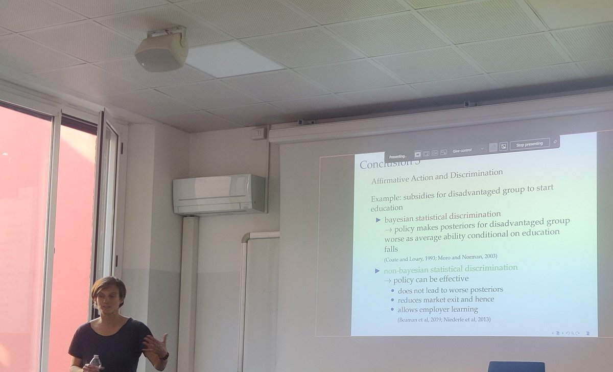 Many thanks to Friederike Mengel (University of Essex) for her insightful talk on "Non-Bayesian Statistical Discrimination" at <a href="/DSE_Unibo/">DSE UniBo Economics</a>, a wonderful example of how to combine theory with a neat experimental design, to answer policy relevant questions.