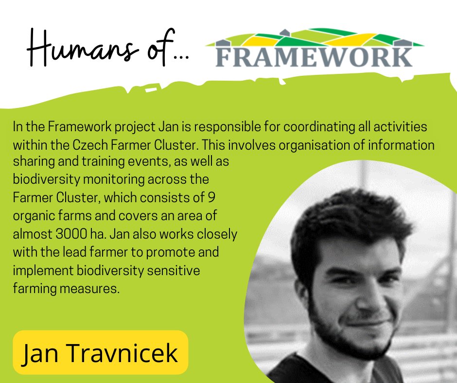 H2020_FRAMEwork's tweet photo. Get to know our next colleague in #humansofframework!🌿 Jan Travnicek specialized in organic farming, sustainability assessment tools, data collection and plant breeding! He is an organic farming consultant and director of Czech Organics.
Read on here: https://t.co/sihUwx2Od4 https://t.co/WHnY3bGHIV