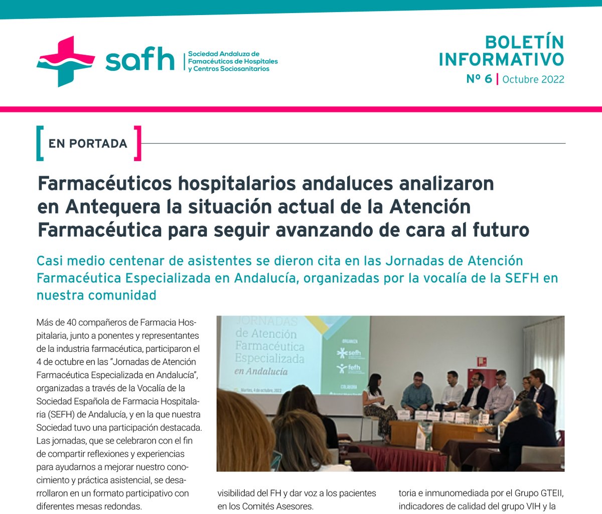 📰 ¡Extra, extra! La SAFH ha publicado un nuevo boletín informativo con las noticias y novedades más destacadas en los últimos meses y otros temas de interés de los servicios de #FarmaciaHospitalaria en #Andalucía. 

Puedes verla y descargarla aquí 👉 bit.ly/3FemPve