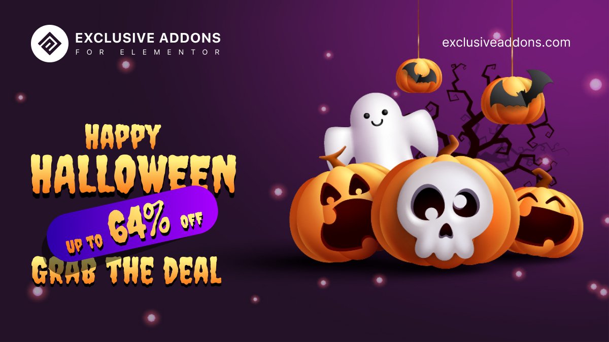 Up to a 64% discount with a 21 Days – 100% Money-Back Guarantee. Grab your offer👇exclusiveaddons.com/pricing/ 
#exclusiveaddons #elementorlanding #elementordesign #elementorexpert #elementoraddons #elementor #elementorpro #halloween2022 #Halloween #halloweenparty2022