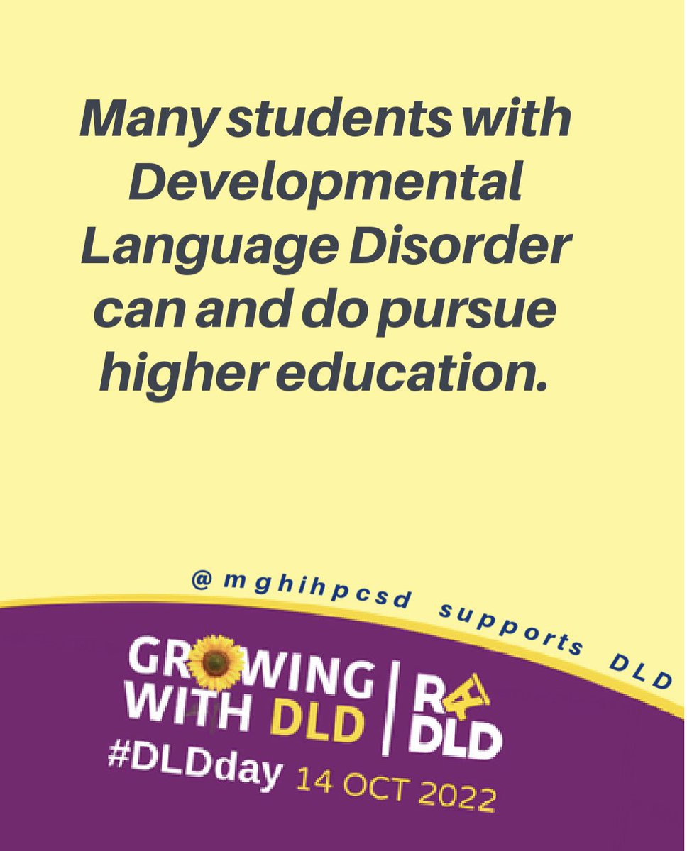 tiffanyphogan's tweet photo. Many students with #DevLangDis can and do pursue higher education. Most colleges or universities classify DLD as a learning disability and offer free accommodations for these students (e.g. access to technology, extended time for exams). https://t.co/L8kRTJPz2p https://t.co/HqqpAQjEeE