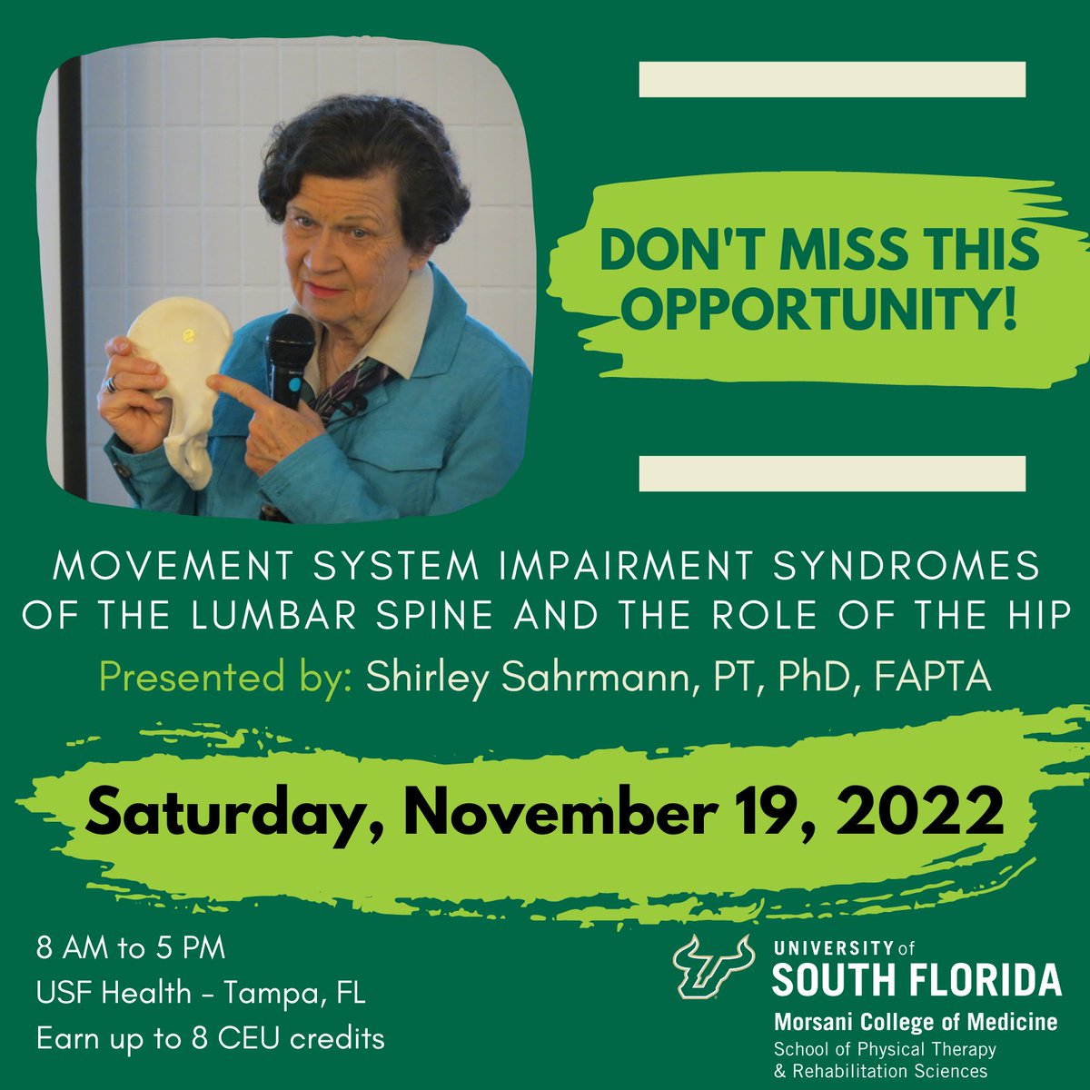 USF_SPT_RS's tweet image. Register by November 1 to be entered in a drawing for a free registration to our February CEU: Gait Retraining for Runners by @IreneSDavis and another drawing to win two tickets to our 25th Anniversary Gala in October 2023!

To register visit: bit.ly/usfsahrmann