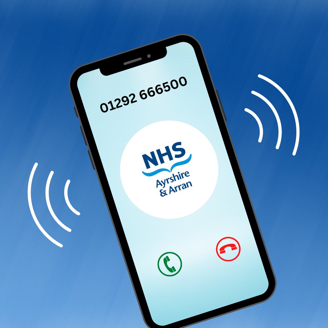 📞 01292 666500 

This is the number we will call you from should we need to – please store it in your phone.  
This number cannot receive incoming calls, if you need to contact us visit nhsaaa.net/contact-us/