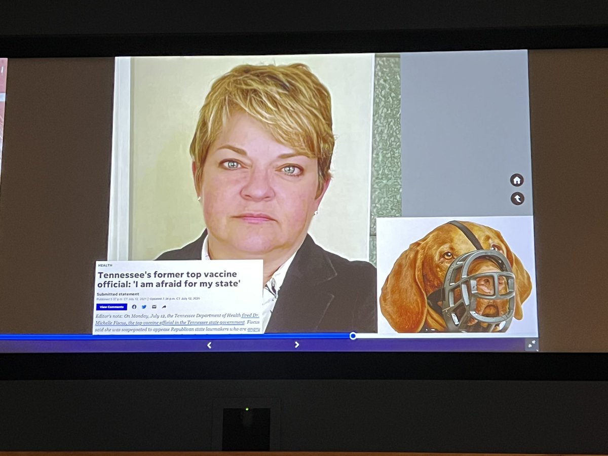 State representative took offense, saw it as peer pressure from the state to get vaccinated…state resisted efforts to encourage vaccination for covid. TN DOH Abandoned vaccine outreach for all vaccines. Which led ultimately to her firing (and the infamous muzzle) #CincyKidsPGR