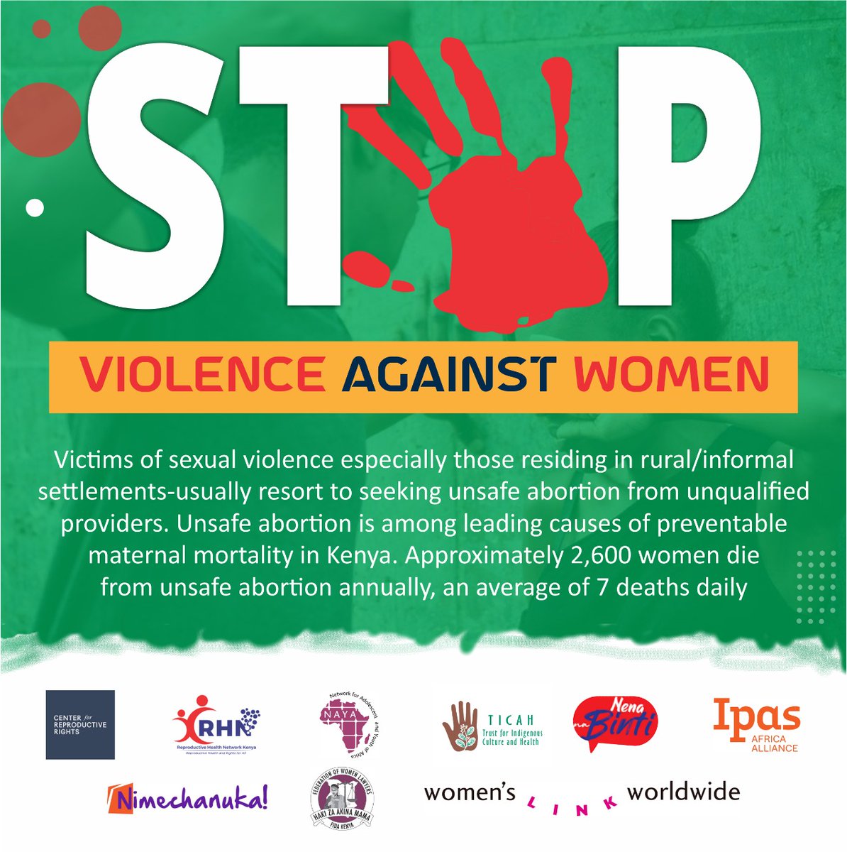 Data from @aphrc, @WHO and other organisations place unsafe abortion among the leading causes of maternal mortality in #Kenya at an average of 7 deaths daily.