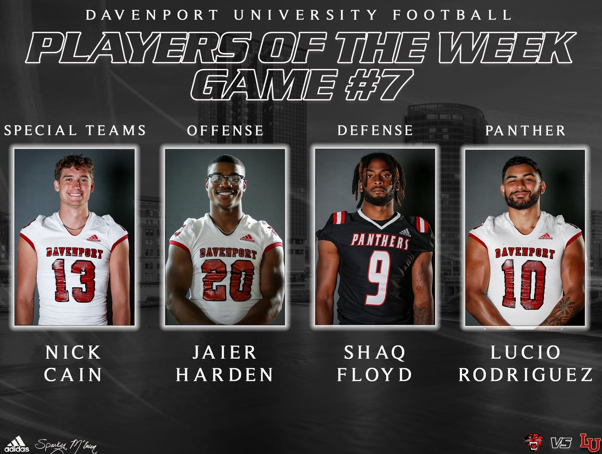 DU_Football's tweet photo. Congratulations to this past week's DU Football Players of the Week!

#DUFB22 🐾 | #UBUNTU https://t.co/mWWbBIc8uZ