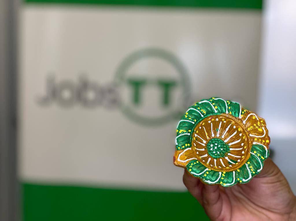 JobsTandT's tweet photo. #TransformationTuesday
The #jobstt office was transformed last week into a place of celebration in honor of Divail which was commemorated on Monday (October 24th,2022).
In addition, the #jobstt team got all dressed up in their lovely Indian wear! https://t.co/xNgqFZmStg